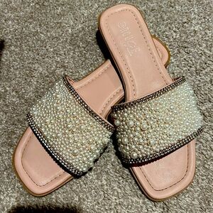 Pearl Slides with bling trim